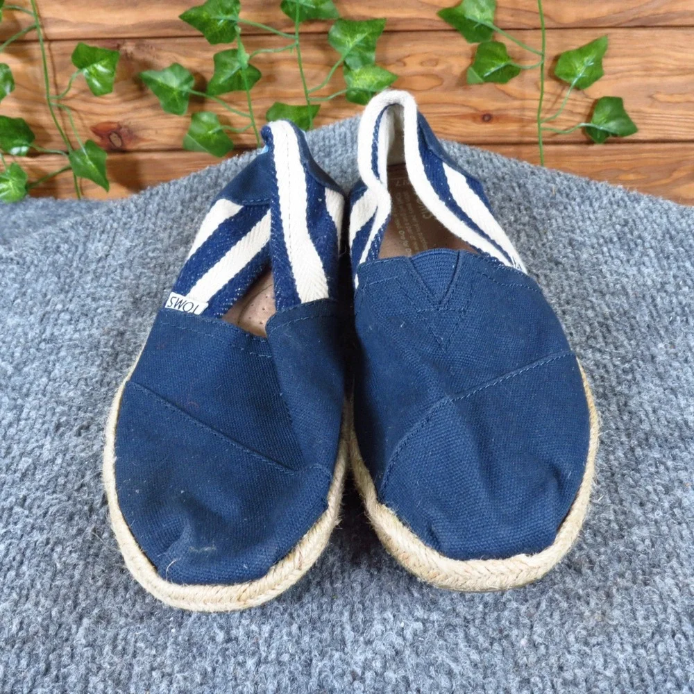 Toms University Classics‎ Women Espadrille Shoe Size 7 Casual Navy Blue Canvas